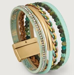 SAACHI TURQUOISE LEATHER BRACELET NWT